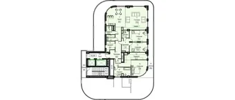 Планировка: Четырёхкомнатная 316,8 м² на скруглённом углу корпуса